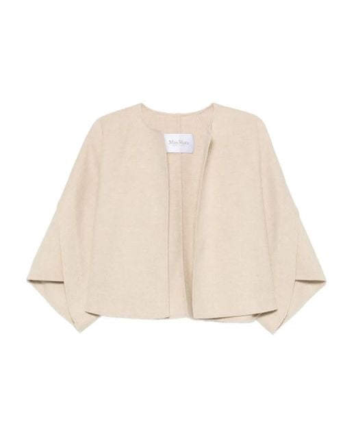 Max Mara Ovada Jack Met Korte Mouwen En Open Voorkant in het Natural