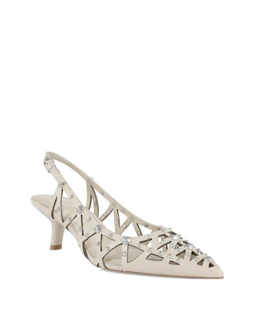 Ash White Cut-Out Leather Pumps
