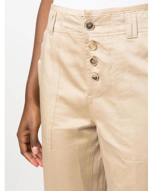 Semicouture Natural Button-Fly Straight-Leg Trousers