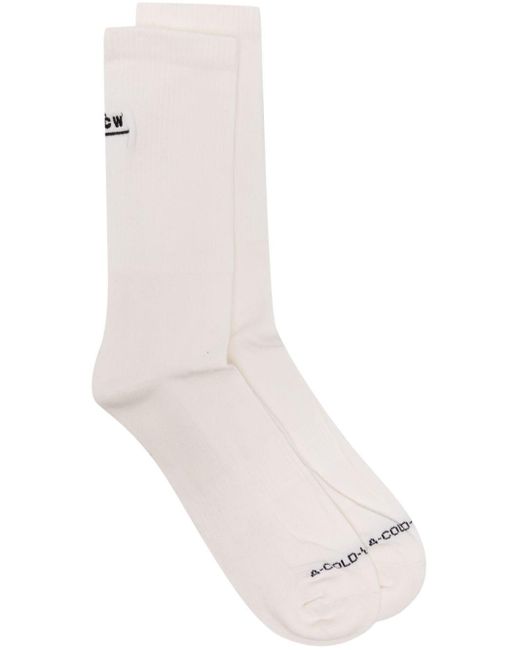 A_COLD_WALL* White Logo-embroidered Crew Socks for men