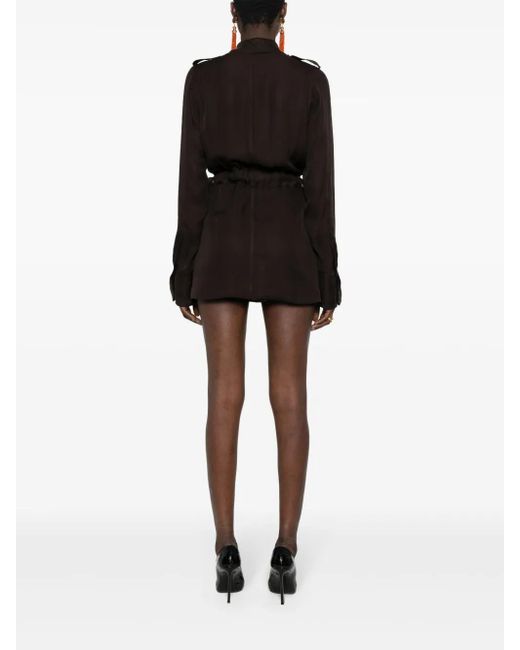 Saint Laurent Black Silk Muslin Saharienne Dress