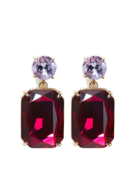 Carolina Herrera White Crystal Riviere Drop Earrings