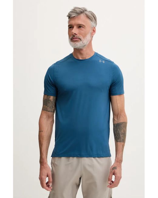 Under Armour Blue Velociti Pro Perforated-Detail Logo-Print T-Shirt for men