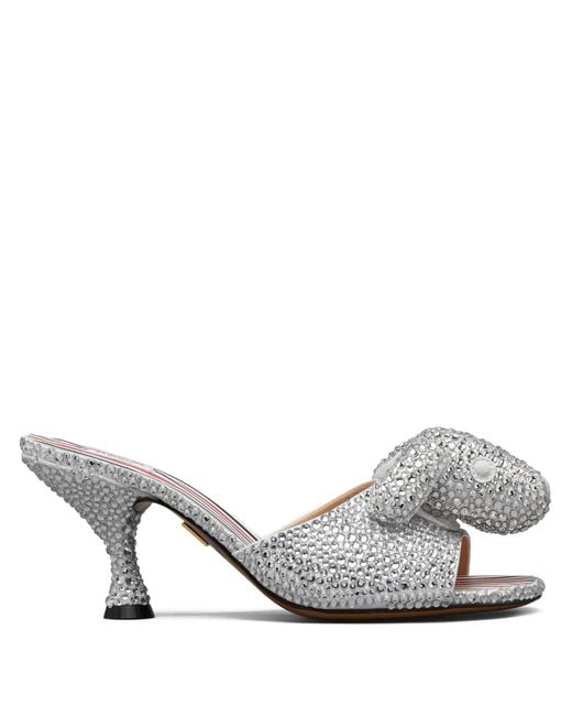 Thom Browne White Crystal Hector Mules 75Mm