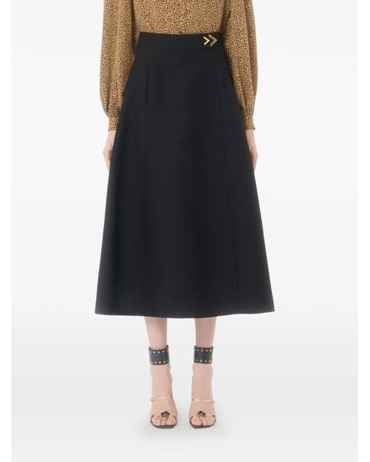 Valentino Garavani Black Crepe Couture Midi Skirt