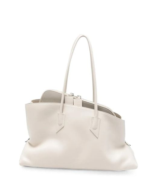 The Attico Natural Medium La Passeggiata Leather Shoulder Bag