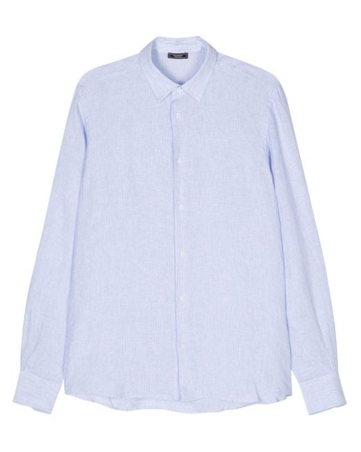 Peserico Blue Striped Linen Shirt for men