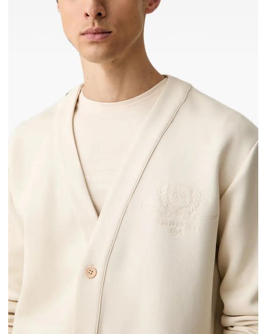 Guess White Embroidered-Logo Cardigan for men
