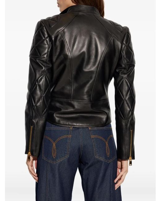 Versace Black Quilted Leather Jacket