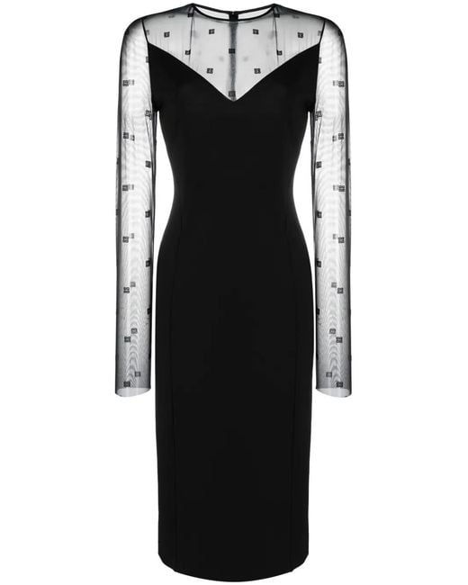 Givenchy Black Logo-Jacquard Midi Dress