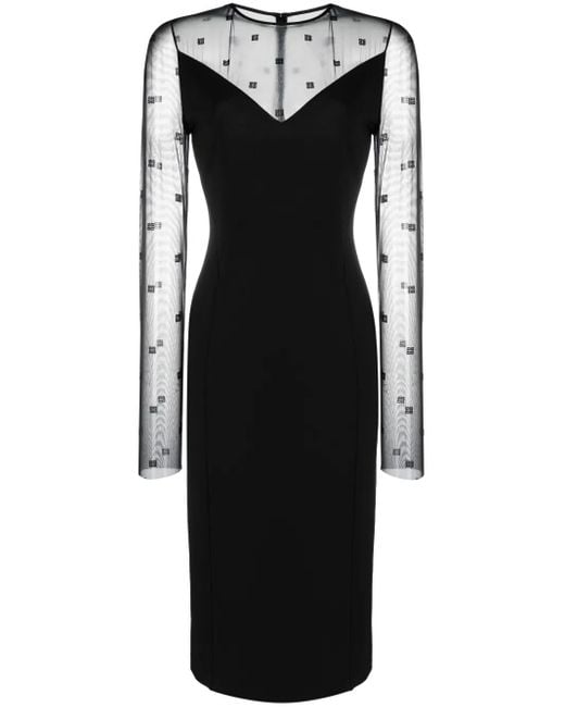 Vestido midi con logo en jacquard Givenchy de color Black
