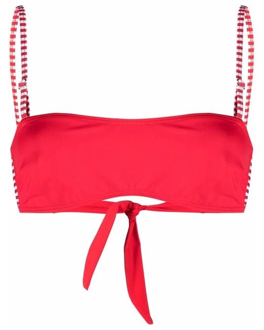 DIESEL Red Striped-Strap Bikini Top