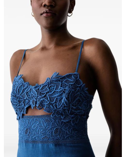 Ermanno Scervino Blue Life Lace-Panelled Cut-Out Maxi Dress