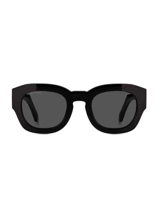 Etro Black Logo-Embellished Square Sunglasses