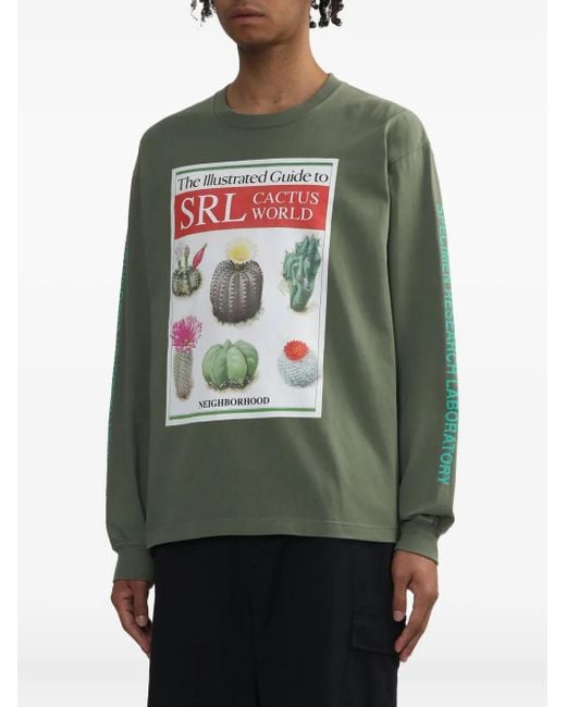Neighborhood Green Cactus-Print Long-Sleeve T-Shirt for men