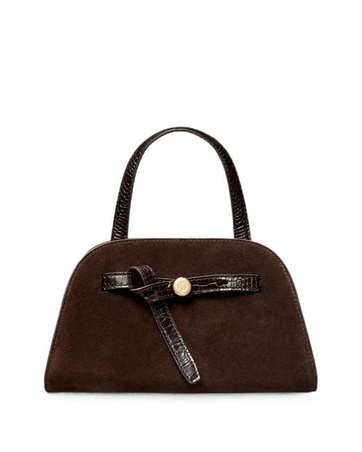 Tory Burch Brown Croc-Effect Suede Tote Bag