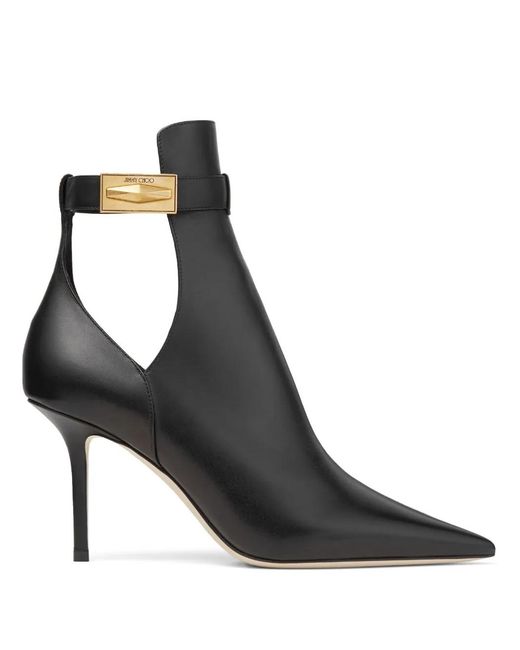 Jimmy Choo Black Nell 85 Leather Bootie