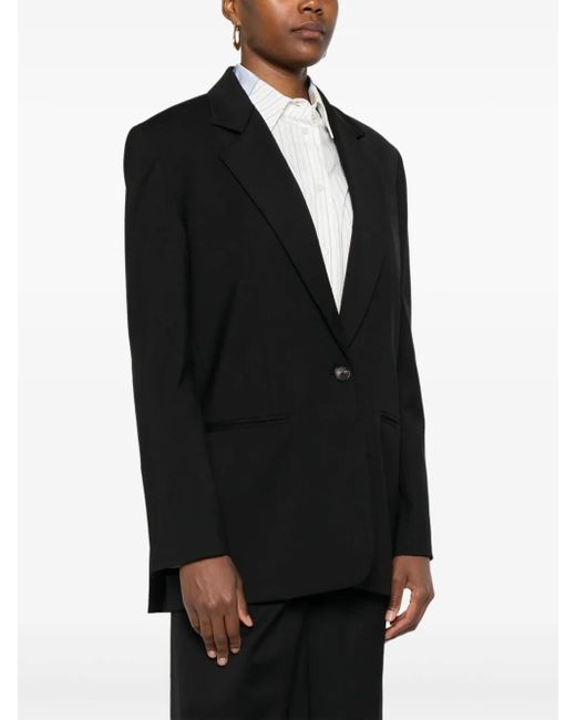 Tela Black Single-Breasted Notched-Lapel Blazer