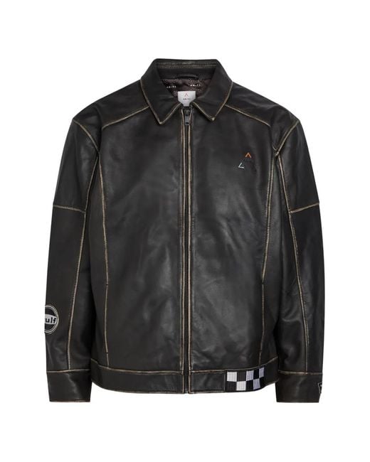 AN-Y1 Black Distressed-Effect Panelled Jacket