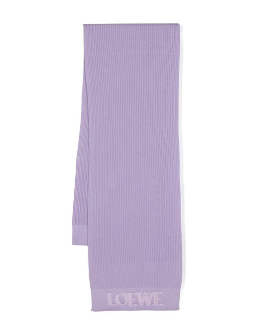 Écharpe en laine à logo brodé Loewe en coloris Purple