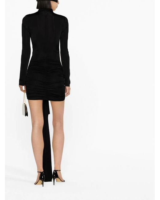 Saint Laurent Black Draped Mini Dress