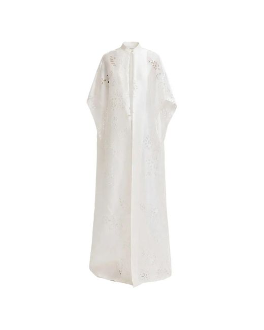 Gemy Maalouf White Open Floor-Length Cape