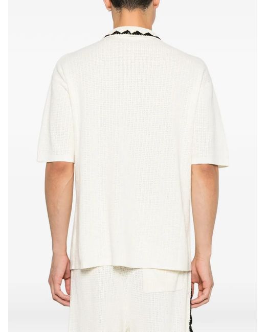 Commas White Triangle-Embroidered Shirt for men