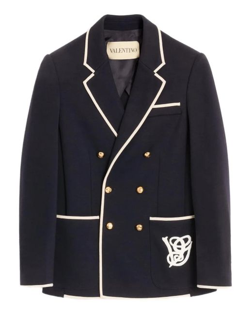 メンズ Valentino Garavani Vgパッチ ダブルジャケット Black