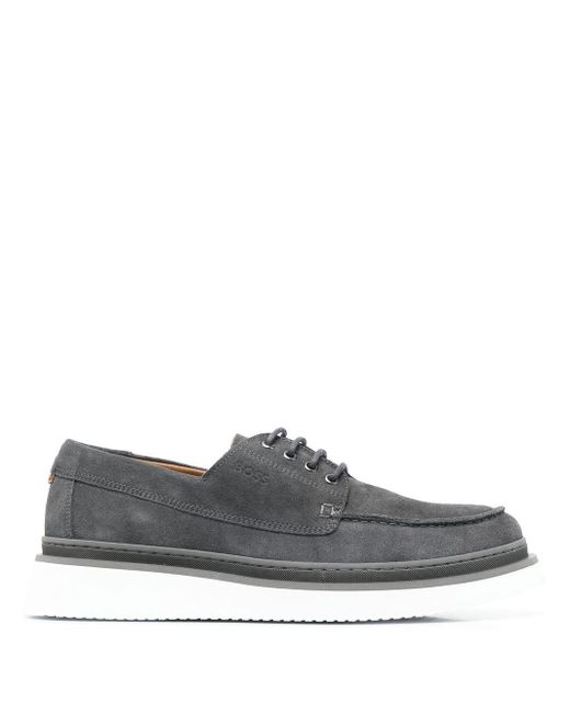 component Shelling Miserable BOSS by HUGO BOSS Leather Emed Logo Derby Shoes in Grey (Gray) for Men |  Lyst