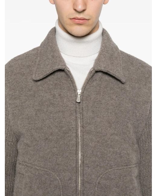 Eleventy Gray Knit-Sleeves Jacket for men