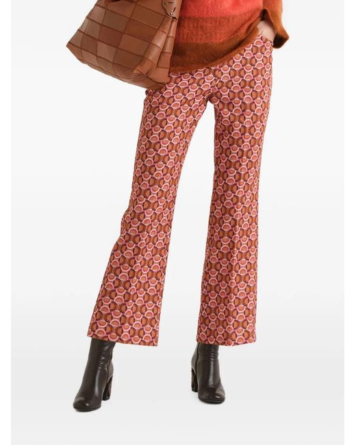 Maliparmi Red Orbit-Print Cropped Trousers