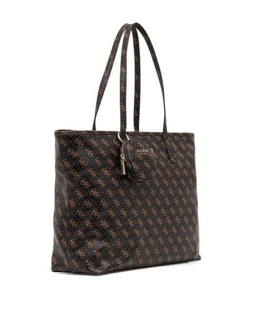 Guess Black Large Monogram-Pattern Tote Bag
