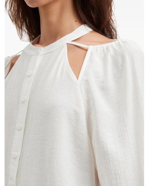B+ AB White Cut-Out Long-Sleeve Shirt
