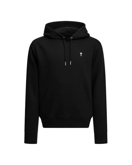 AMI Black Cotton Ami De Coeur Hoodie for men