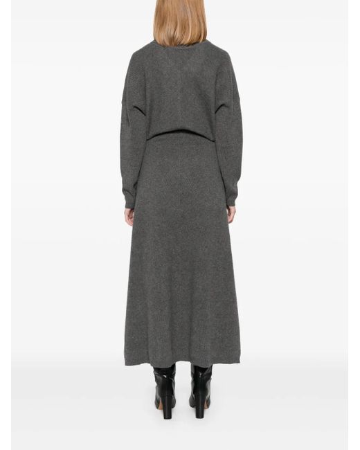 Robe En Maille Nervurée À Coupe Longue Brunello Cucinelli en coloris Gray