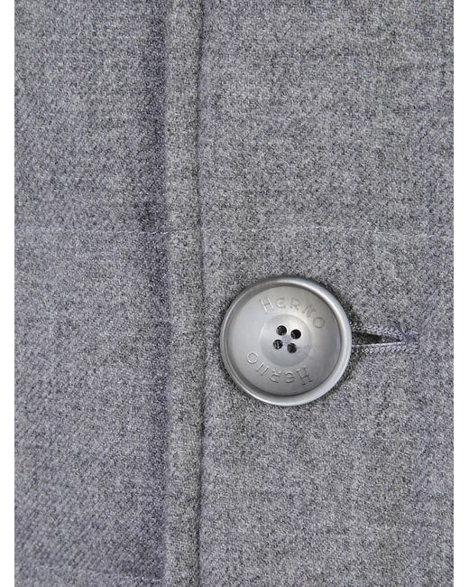 Herno Gray Double-Breasted Jacket for men