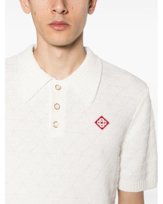 Casablancabrand Poloshirt aus Boucle mit Logo-Patch in White für Herren
