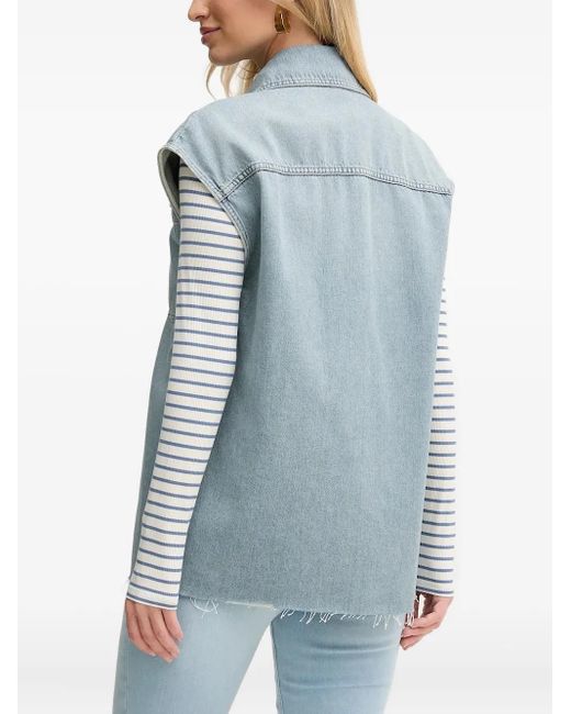 Liviana Conti Blue Frayed-Details Denim Vest