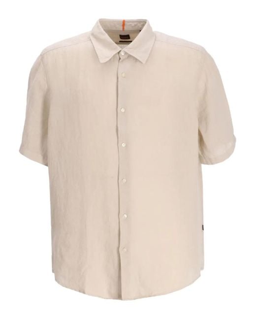 Camisa de algodón Boss de hombre de color Natural