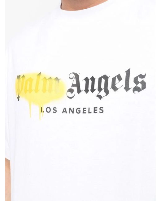 Palm Angels White Los Angeles Sprayed Logo T-Shirt for men