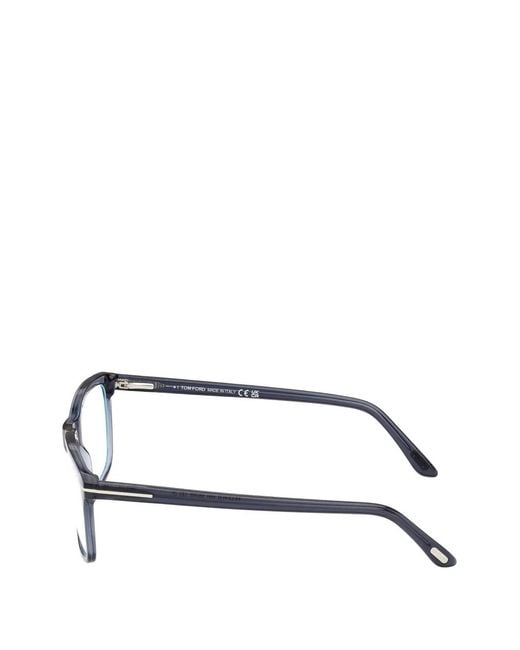 Tom Ford Blue T-Logo Rectangle-Frame Glasses for men