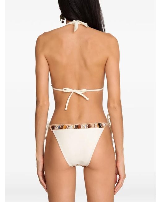 Amir Slama White Maillot De Bain Rayé À Franges
