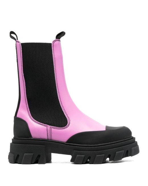 Ganni Leather Lug-sole Chelsea Boots in 