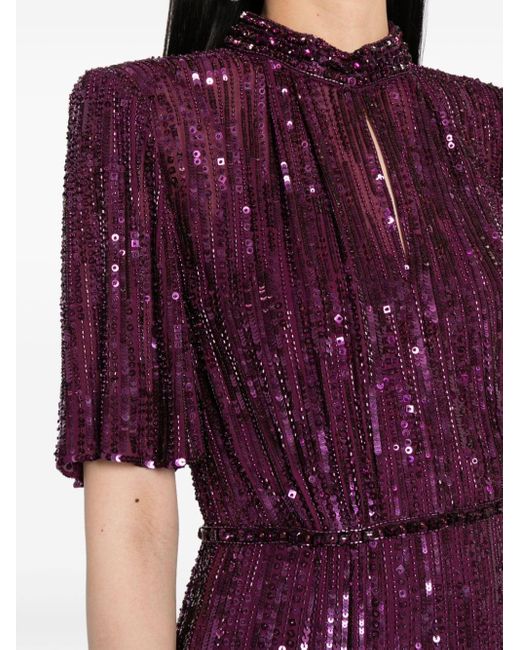 Jenny Packham Viola スパンコール イブニングドレス Purple