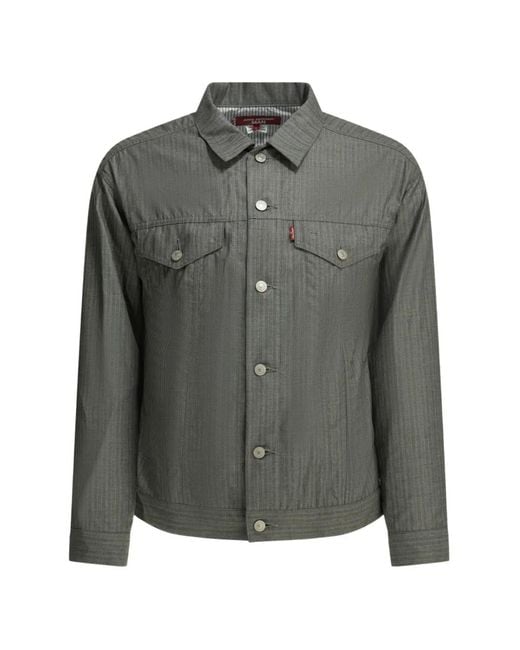 Junya Watanabe Gray Pinstripe-Pattern Denim Jacket for men