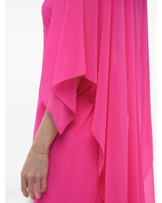 Stephan Janson Pink Cosima Batwing-Sleeve Silk Midi Dress