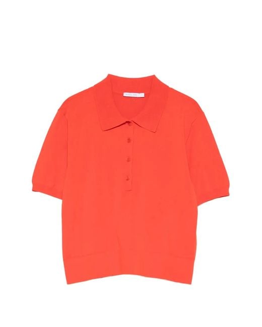 Patrizia Pepe Red Button-Fastening Polo Top