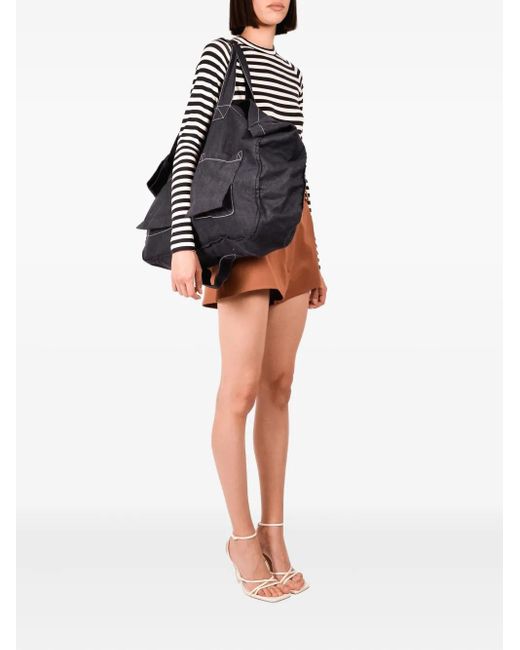 Ioana Ciolacu Black Denim Pocket-Detail Tote Bag