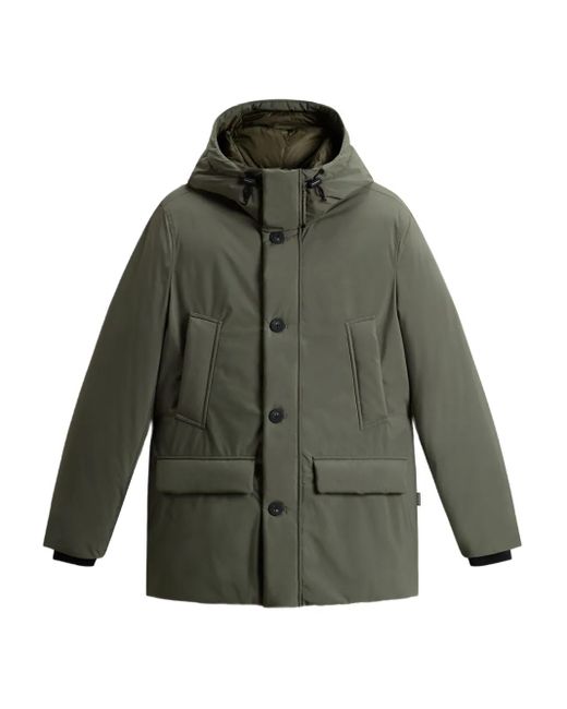 Woolrich Gewatteerd Jack Met Capuchon En Knoopsluiting in het Green voor heren