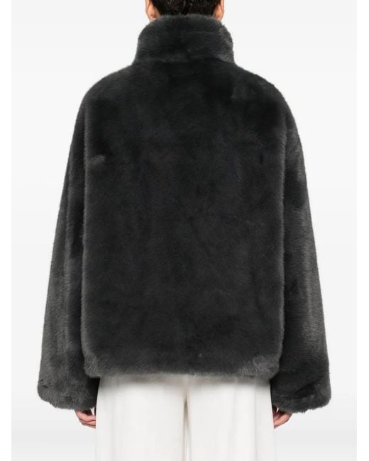 Arma Black Zip-Front Faux-Fur Jacket